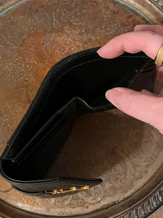 Authentic (YSL) Saint Laurent Mix Matelassé Monogram Short Wallet - Picture 13 of 14